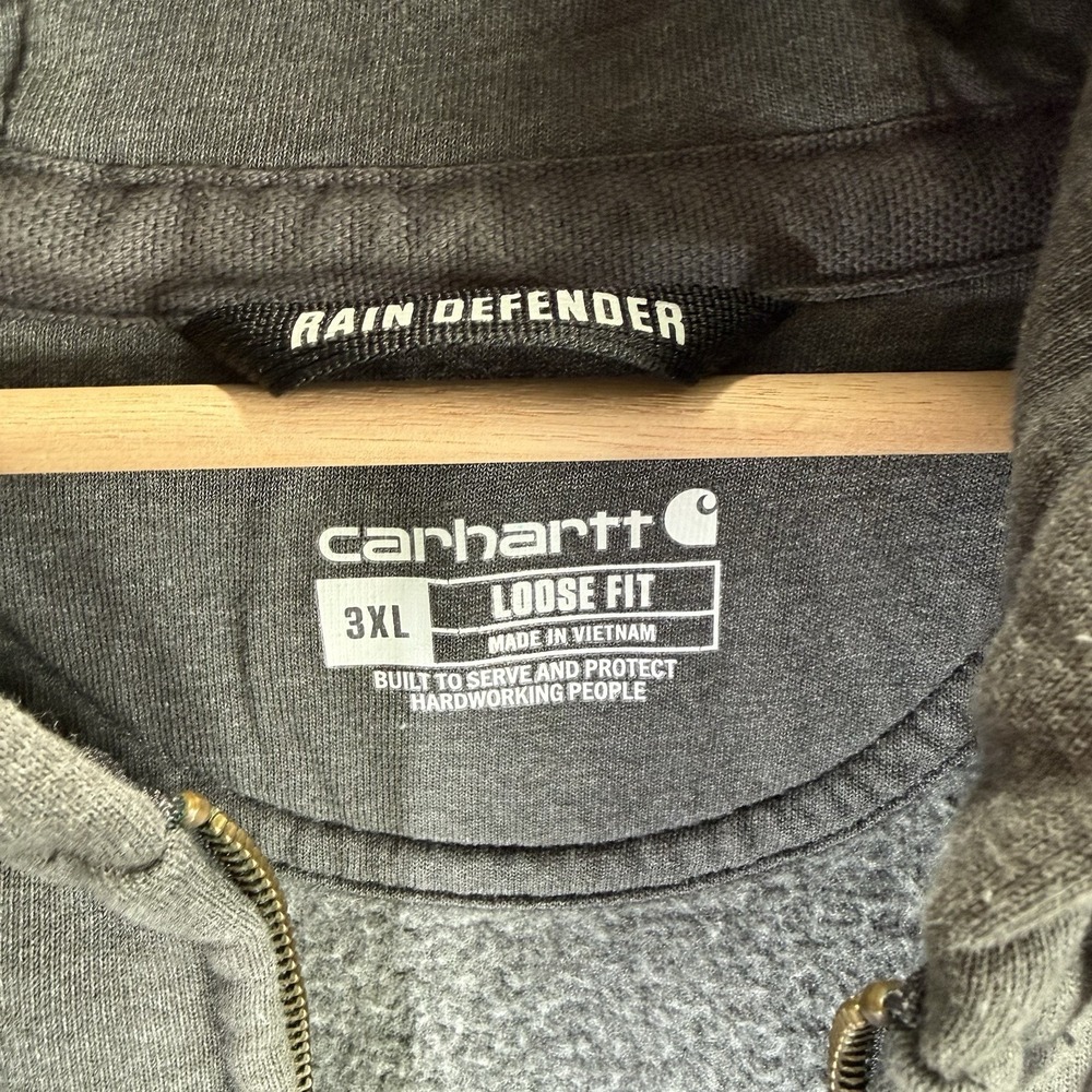 Carhartt Men's Loose Fit Rain Defender Size 3XL Gray Heavyweight Full Zip Hoodie - Picture 4 of 10